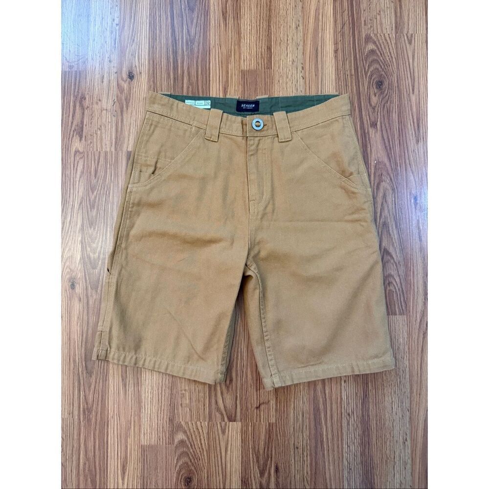 Seager Men's Relaxed 10" Inseam Canvas Cargo Bison Short Brown Size 32 NWOT